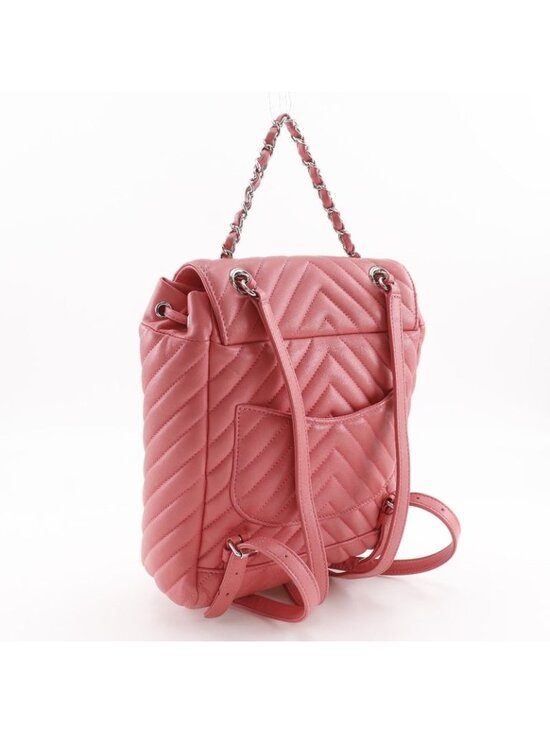 Chanel Chevron Stitch Chain Backpack Lambskin Pink main image 5